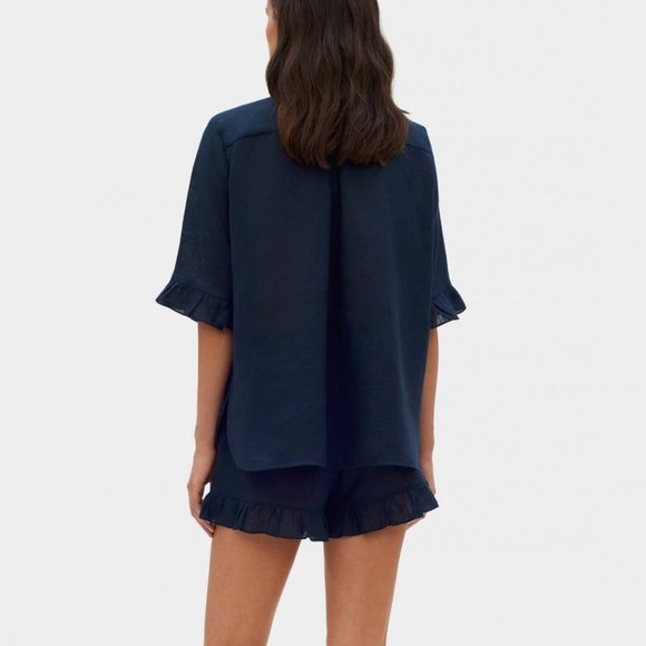 Daily Sleeper Navy Linen Lounge Suit - Picture 3 of 3